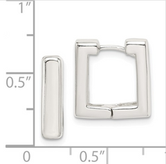 Sterling Silver 14 MM Square Hoop Earrings