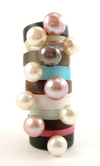 Mod Stackable Pearl Ring with Brown Acrylic