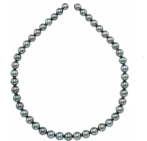 8-10 mm Round Graduated AA Black Tahitian Cultured Pearl Necklace
