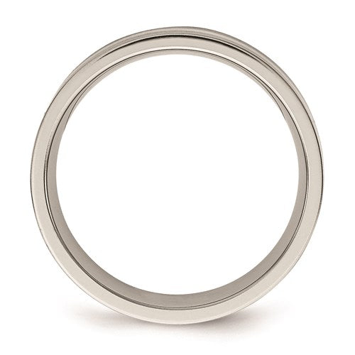 Titanium Sterling Silver Inlay Flat 6mm Brushed Band