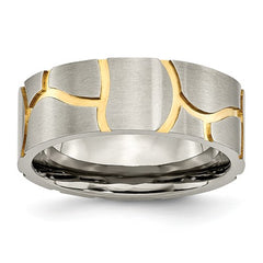 Titanium Grooved Yellow IP-Plated Men's 8mm Brushed Band