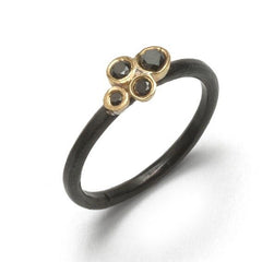 oxidized cluster ring + black diamonds