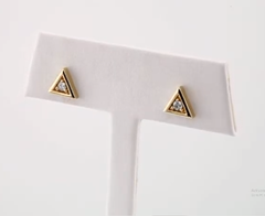 14k Gold and Diamond Triangle Earrings