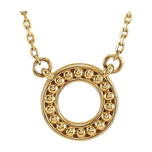 14k Gold Beaded Circle Necklace