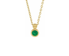 14K Gold Natural Emerald Screw Necklace