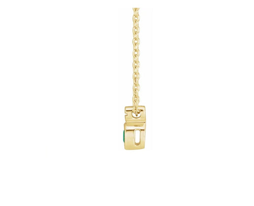 14K Gold Natural Emerald Screw Necklace