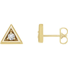 14k Gold and Diamond Triangle Earrings
